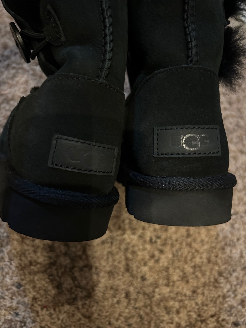 UGG Black Suede Button-Back Ankle Boots - Picture 2 of 3